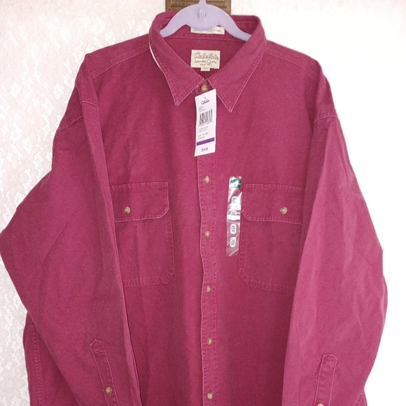 New Cabela's Men's 2XL Reg. Stonewash Canvas Dark Red 100% Cotton LS Shirt - Picture 5 of 10